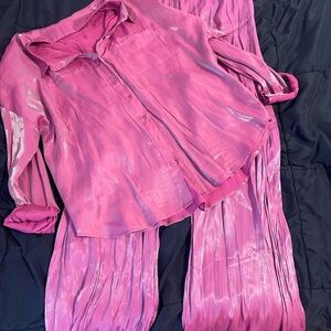 Nasty Gal Metallic Pink Pants